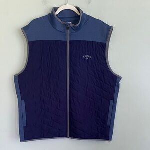 Callaway Men's Navy and Blue Quilted and Fleece Zip Up Vest Size XXL